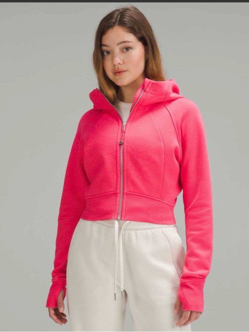 Lululemon Scuba Full-Zip Cropped Hoodie “Lip Gloss” size 8